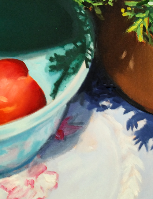 Betsy Bart Paintings Blue Bowl, Peaches